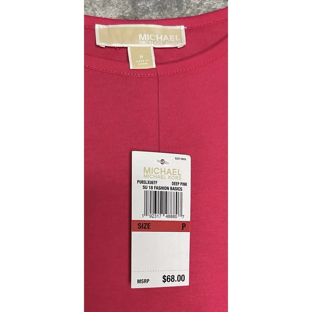 Michael Kors Womens Deep Pink Size P Layered Ruffle Hem Top New W/ Tags
